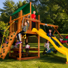 Rainbow Play Systems NJ cedar swing set installed in a New Jersey backyard