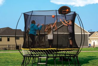 Springfree trampoline professionally installed in a New Jersey backyard
